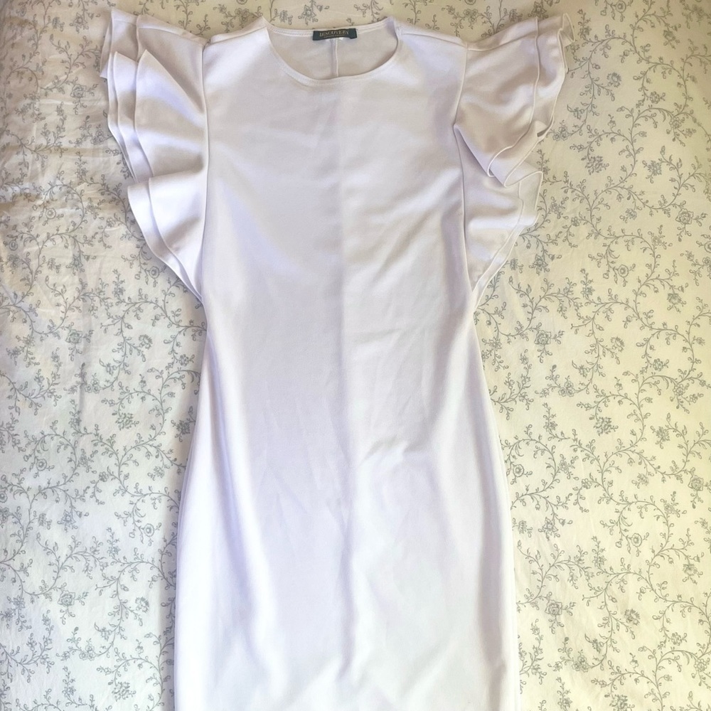 discovery body-con ruffle-sleeved midi dress​​​​​​​